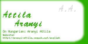 attila aranyi business card